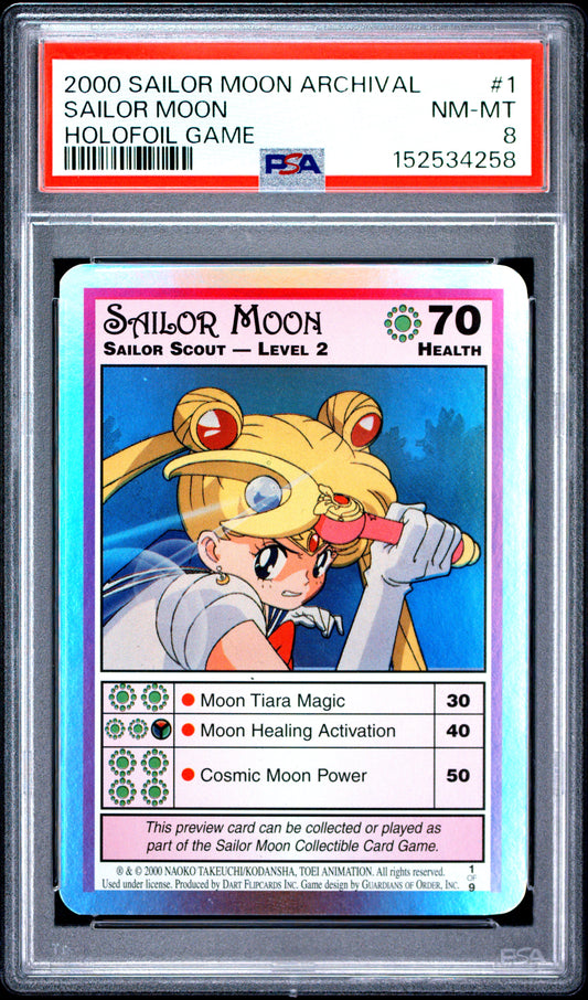PSA 8 Moon FOIL #1 Sailor Moon DART 2000 Archival C58