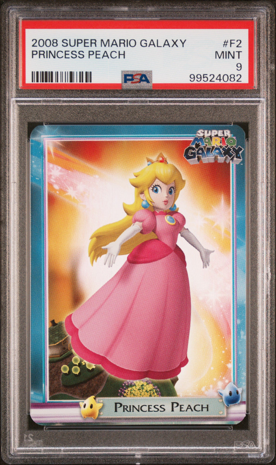PSA 9 Pop 1 None Higher 2008 Peach F2 Super Mario Galaxy Reverse Holo Nintendo