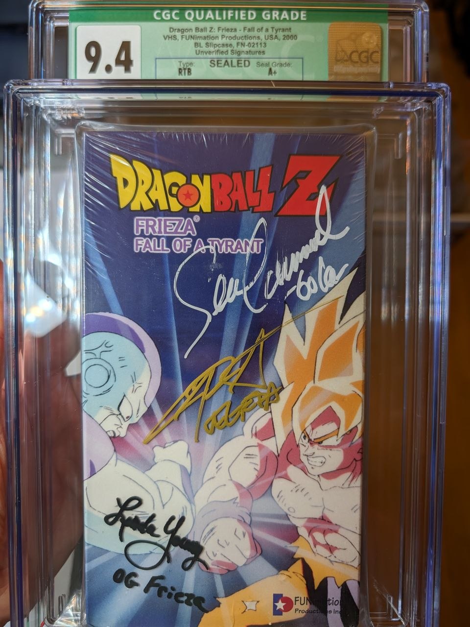 Sealed VHS 9.4 A+ Signed Auto Dragon Ball FUNimation Frieza: Tyrant CGC Graded