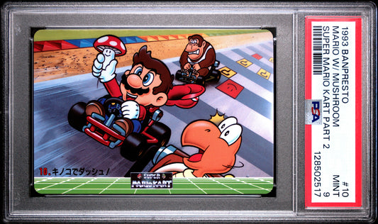 PSA 9 Pop 1 Mushroom #10 Mario Super Mario Kart Part 2 Banpresto Carddass C17