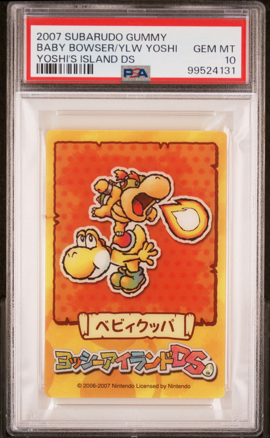 PSA 10 Pop 1 2007 Bowser & Yoshi Subarudo Gummy Yoshi's Island DS Graded Card