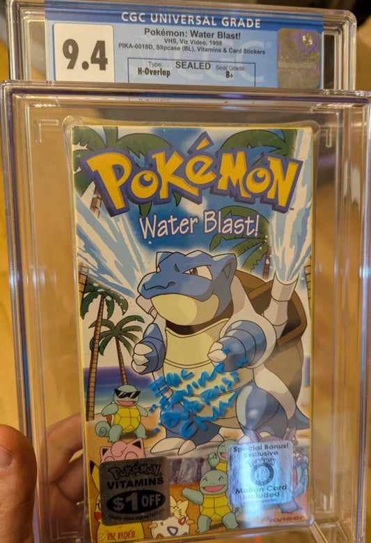 CGC 9.4 Pokemon WATER BLAST VHS New Sealed PSA COA Signed Eric Stuart Charizard