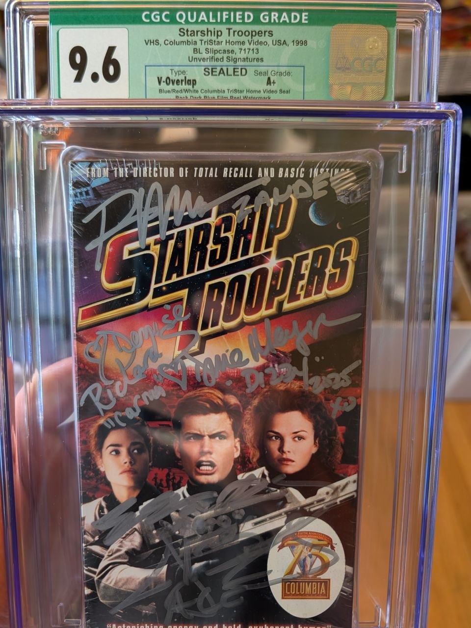 Sealed VHS 9.6 A+ Signed Auto Starship Troopers Columbia CGC Graded