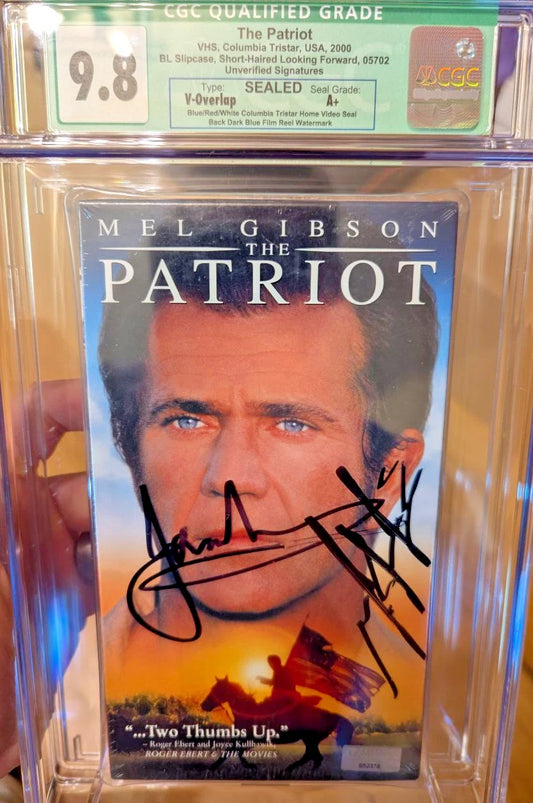 9.8 A+ The Patriot Autographed Mel Gibson & Isaacs VHS Sealed Graded CGC 2000