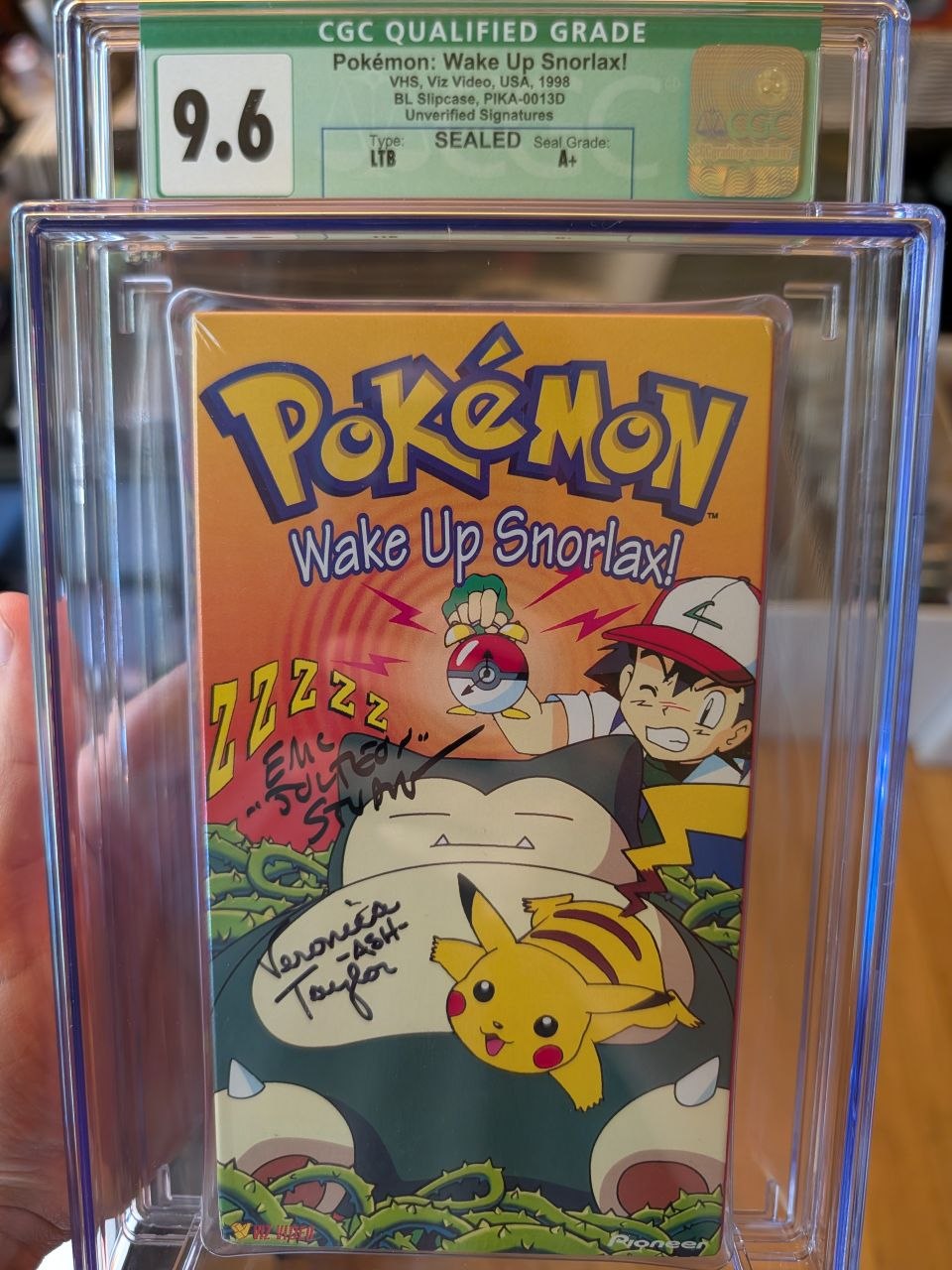 Sealed VHS 9.6 A+ Signed Auto Pokemon Pioneer Wake Up Snorlax CGC Graded