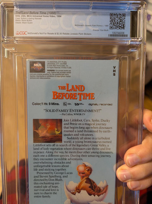 9.4 A+ 1994 Land Before Time VHS Tape Sealed Graded CGC Mcdonalds Promo Jurassic