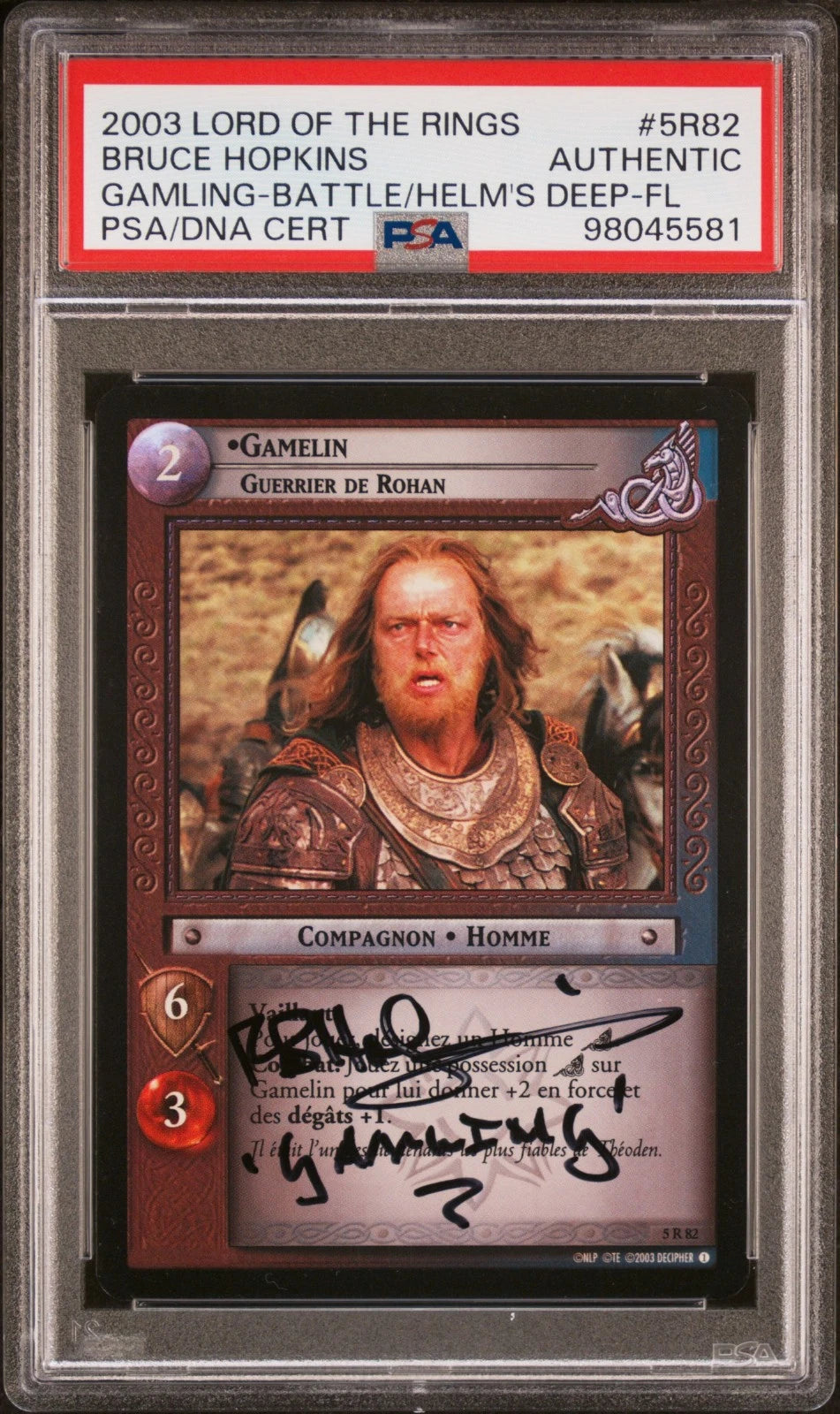 Bruce Hopkins Gamling 5R82 FOIL SIGNED PSA Autograph Lord of the Rings TCG LOTR