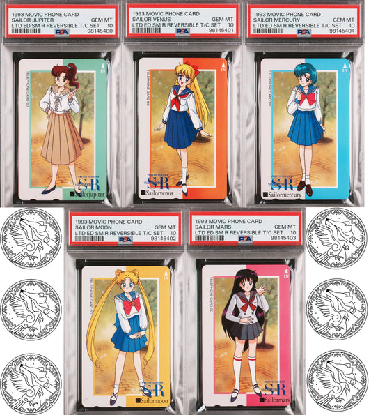 PSA 10 Sailor Moon 1993 Phone Card 5 Card Set Sailor Guardians Complete NTT Movi