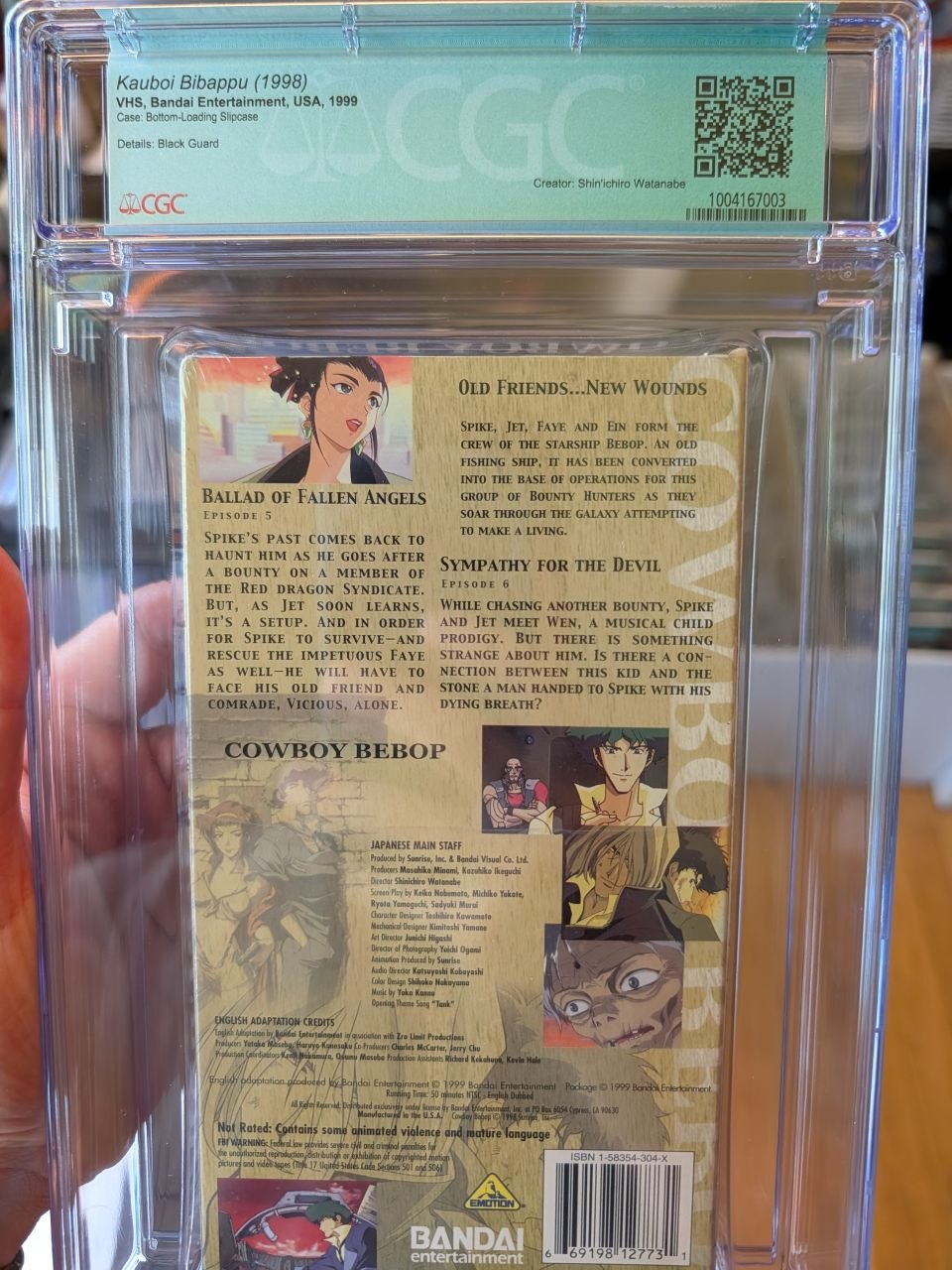 Sealed VHS 9.6 A+ Cowboy Bebop Signed Auto Anime Bandai Fallen Angels CGC Graded