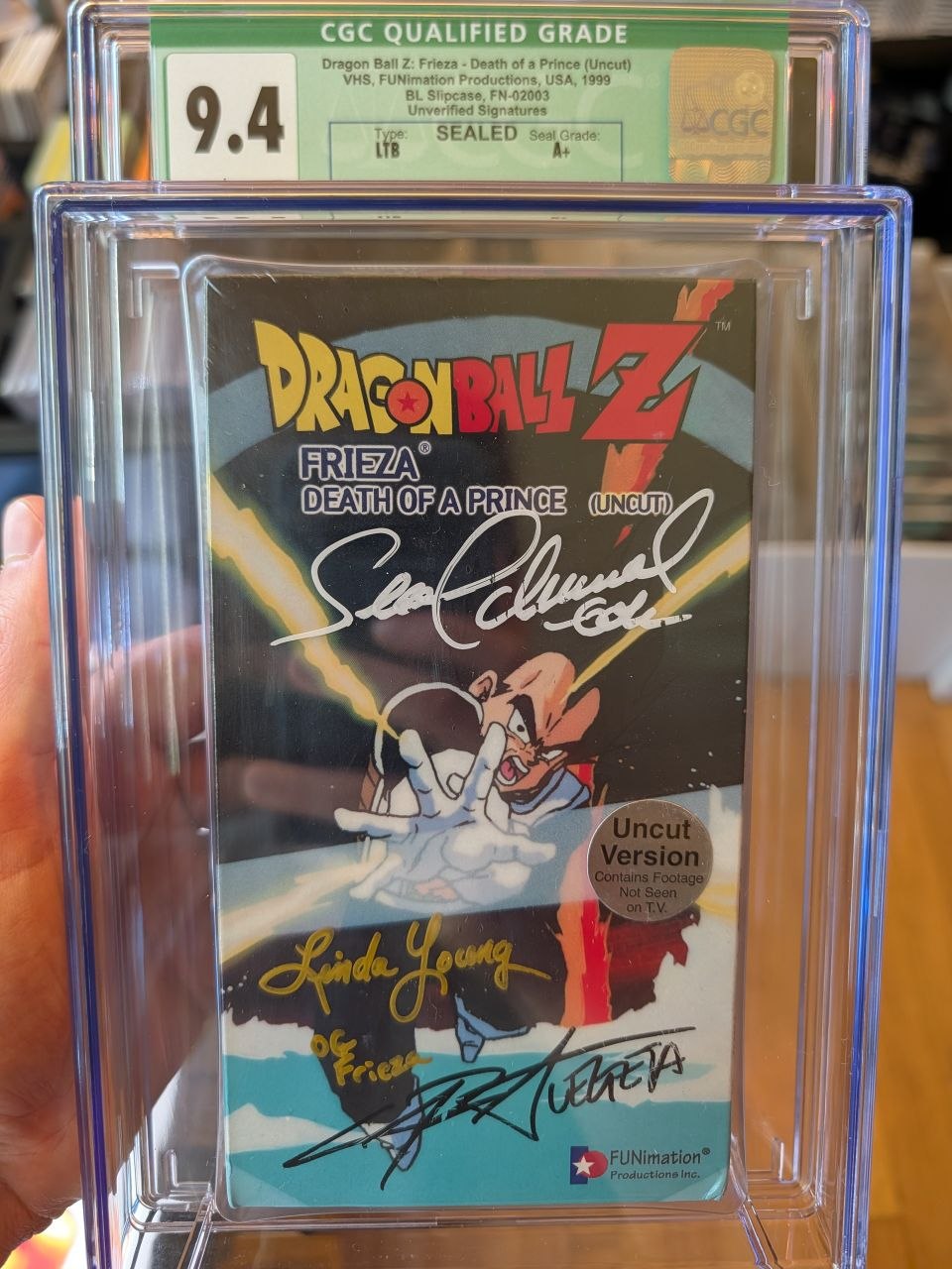 Sealed VHS 9.4 A+ Signed Auto Dragon Ball FUNimation Death of a Prince CGC Graded