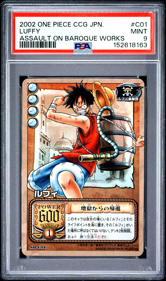 PSA 9 Luffy FOIL #C01 Pop 4 One Piece 2002 Assault on Baroque Works C63