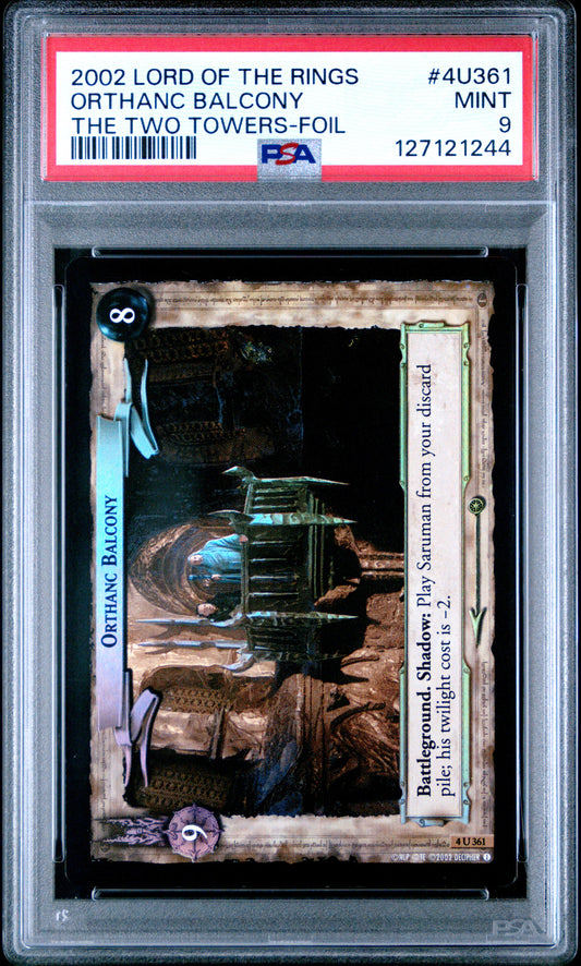 PSA 9 Orthanc Balcony #4U361 Lord of the Rings TCG 2002 Decipher Foil C44