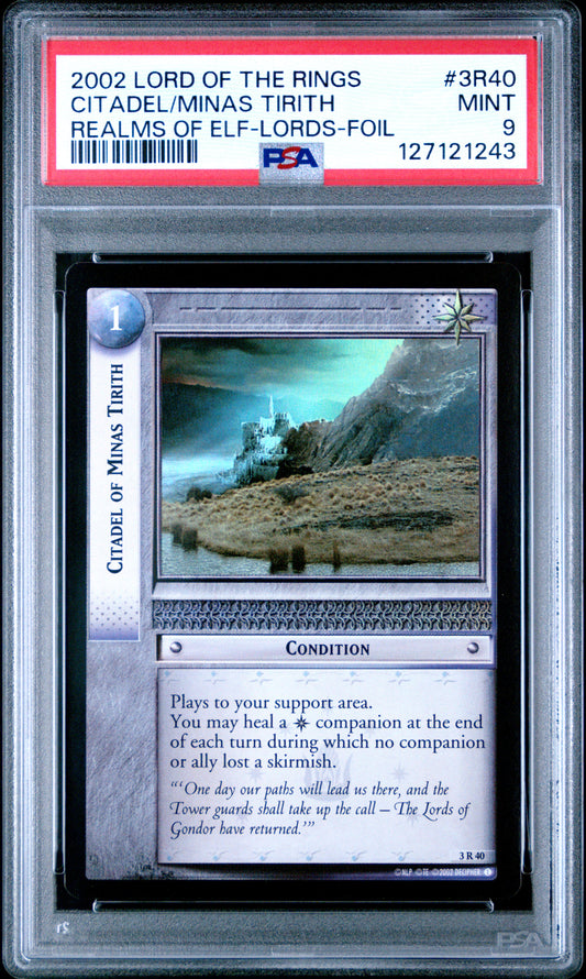 PSA 9 Citadel Of Minas Tirath #2R40 Lord of the Rings TCG 2002 Decipher Foil C43