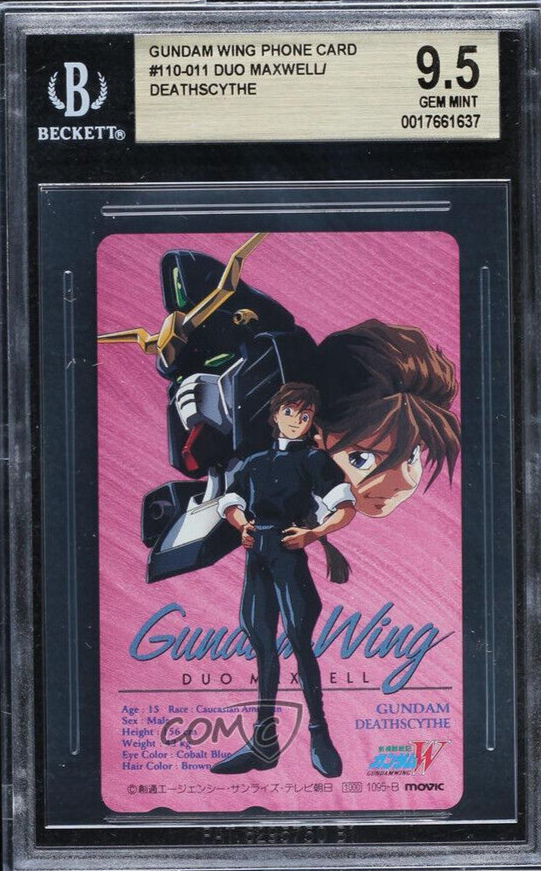 NTT Phone Card 1995 Gundam Wing Duo Maxwell and Death Scythe BGS 9.5 Deathscythe