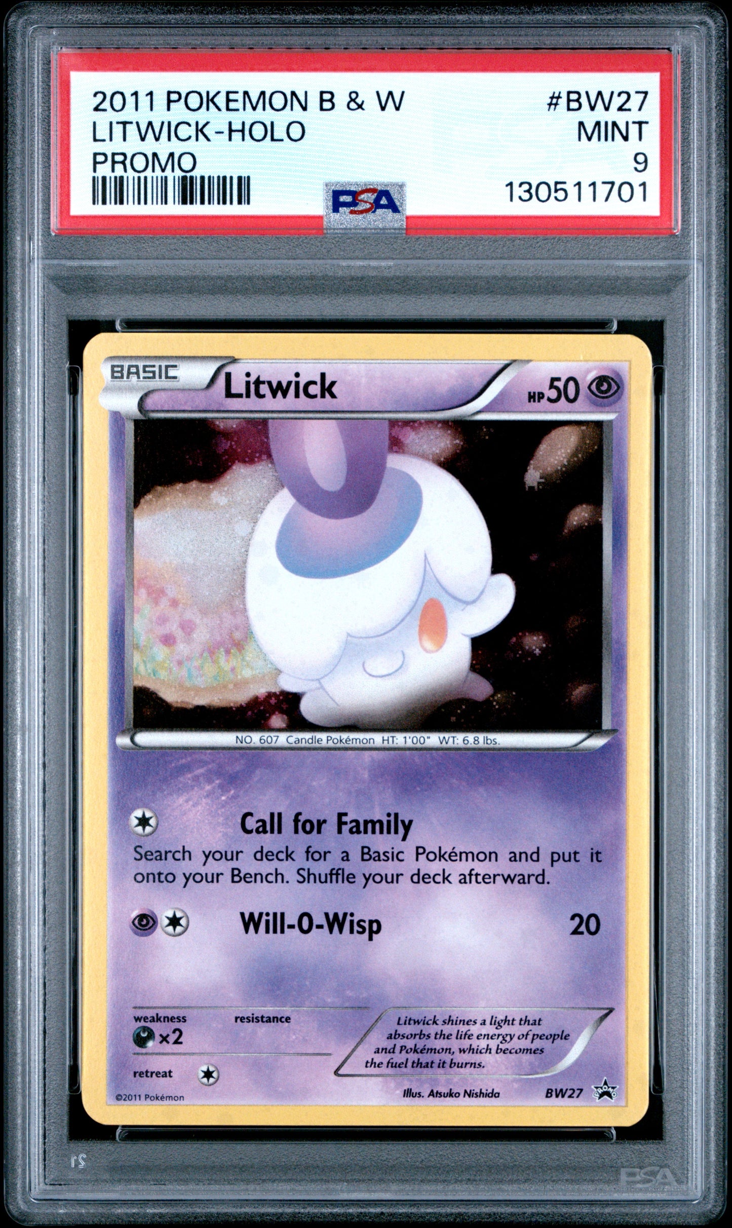 PSA 9 Litwick #BW27 Pokemon 1990 BLACK & WHITE PROMO Holo C01