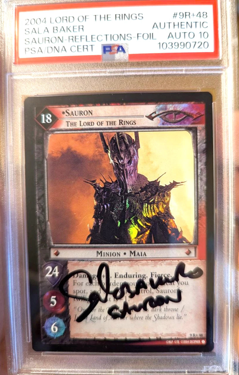 Sala Baker Sauron 9R+48 FOIL SIGNED PSA Autograph Lord of the Rings TCG LOTR