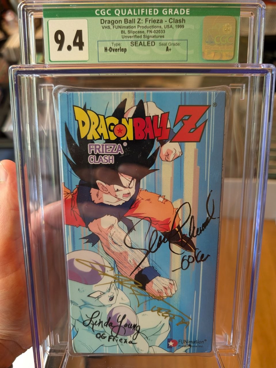Sealed VHS 9.4 A+ Signed Auto Dragon Ball FUNimation Frieza: Clash CGC Graded