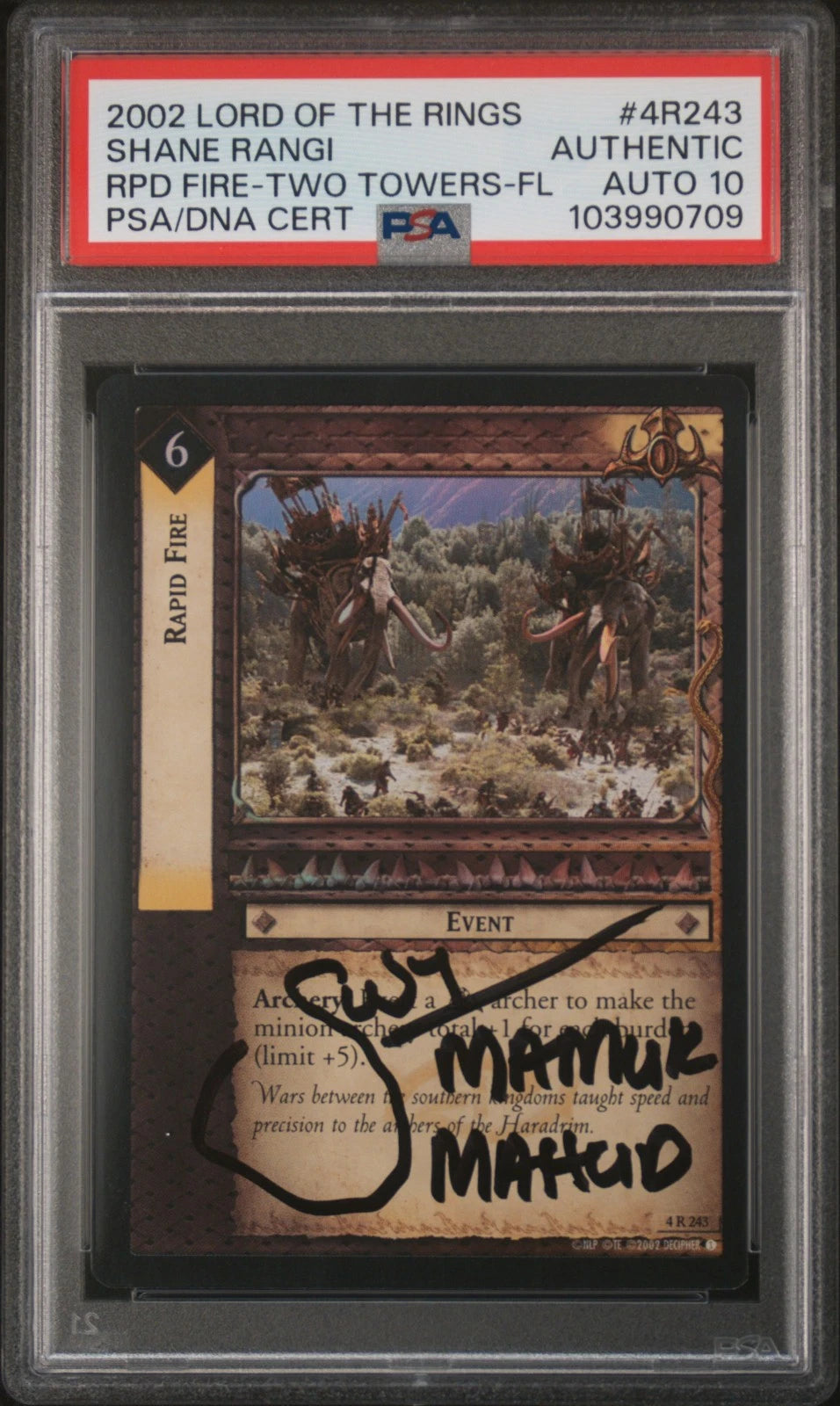 Shane Rangi 4R243 Rapid Fire FOIL SIGNED PSA Autograph Lord of the Rings TCG