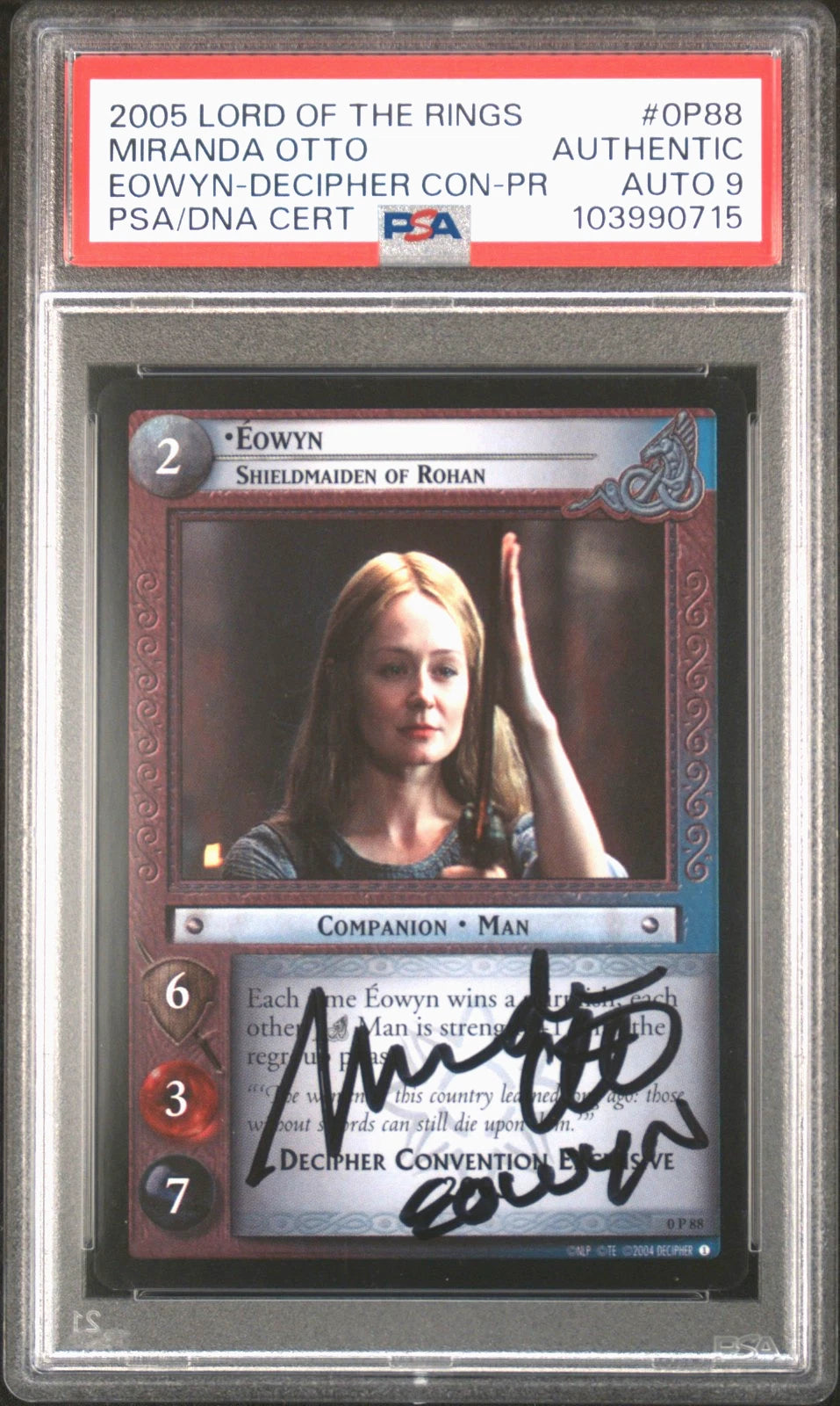 Miranda Otto Eowyn 0P88 Promo FOIL SIGNED PSA Autograph Lord of the Rings TCG