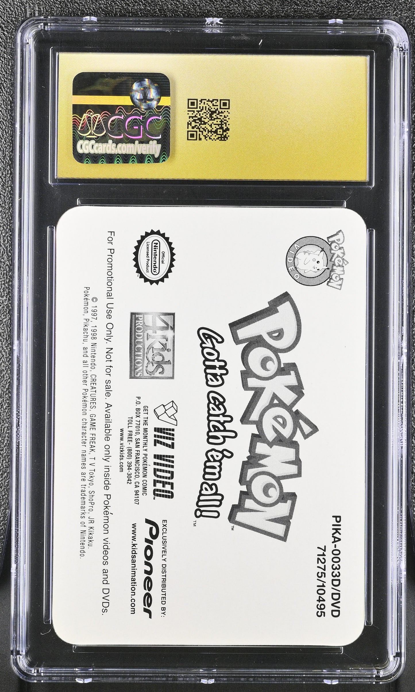 CGC 10 Bulbasaur Pristine Pioneer Lenticular Team Green 3D VIZ VHS Promo 2001