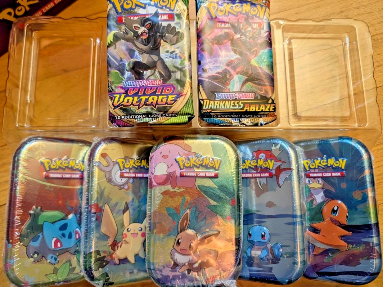 Pokémon TCG Kanto Mini Tins Full Set Sealed 5x Darkness Ablaze 5x Vivid Voltage