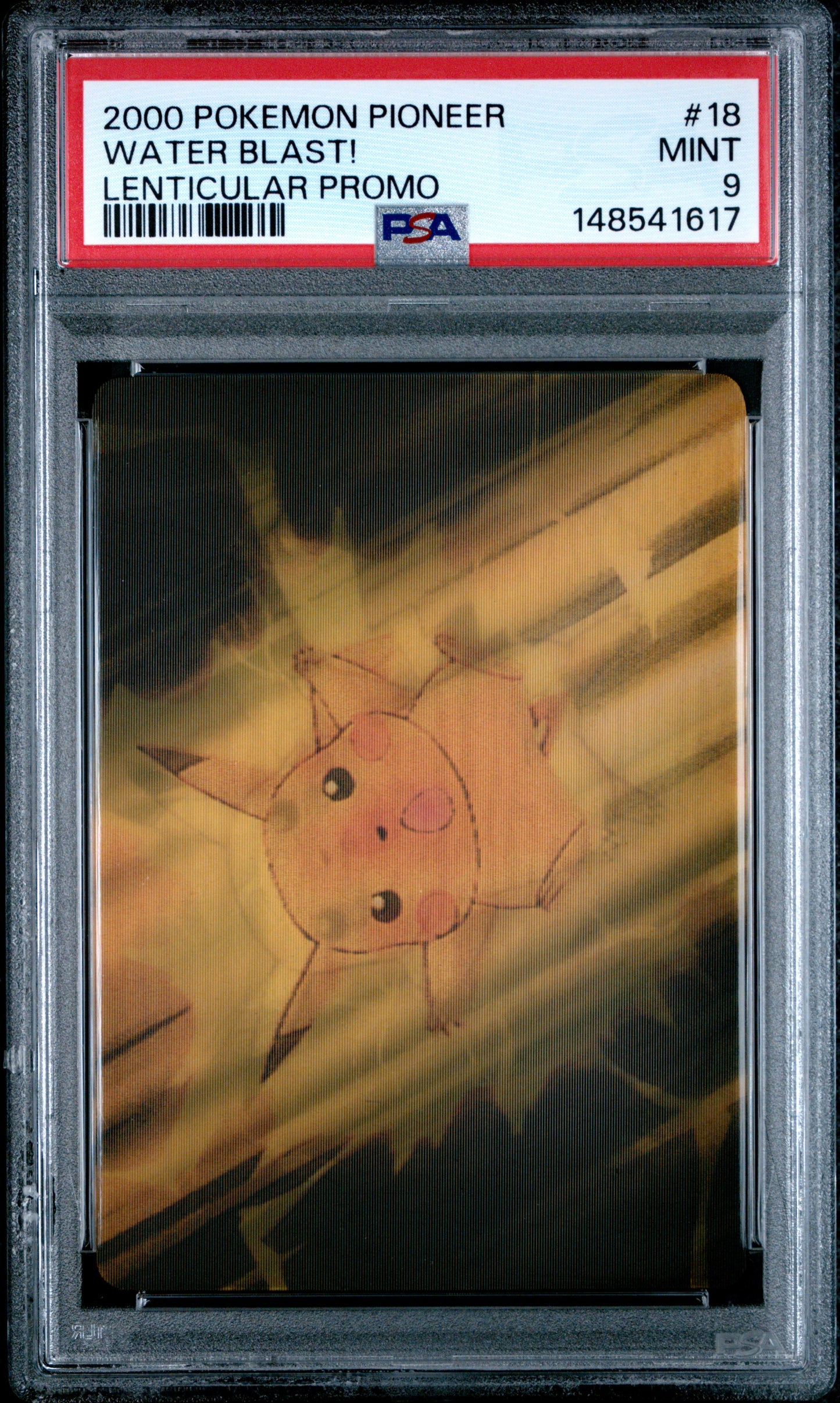 PSA 9 Pikachu Lenticular #18 Pokemon Pioneer 2000 VIZ VHS Water Blast C17