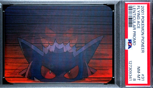 PSA 8 Pioneer Lenticular Promo Flying Ace #31 Gengar Pokemon VHS Card 2000