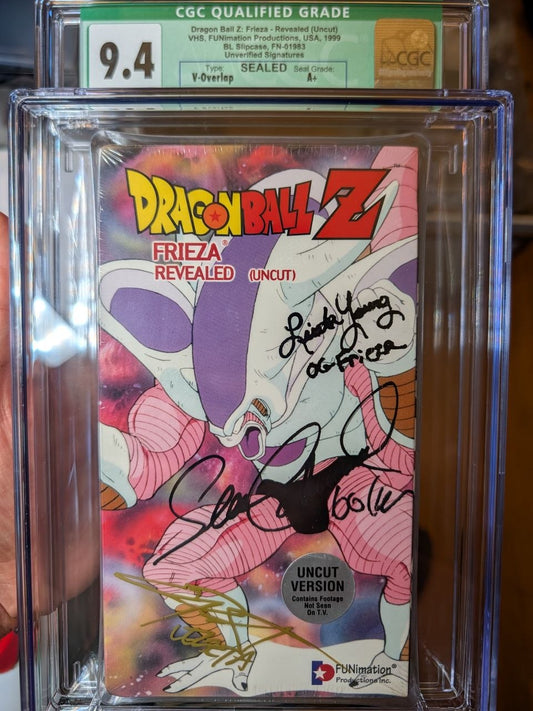 Sealed VHS 9.4 A+ Signed Auto Dragon Ball Frieza Revealed FUNimation CGC Graded