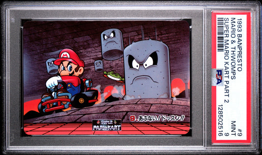 PSA 9 Pop 1 Thwomps #9 Mario Super Mario Kart Part 2 Banpresto Carddass C16