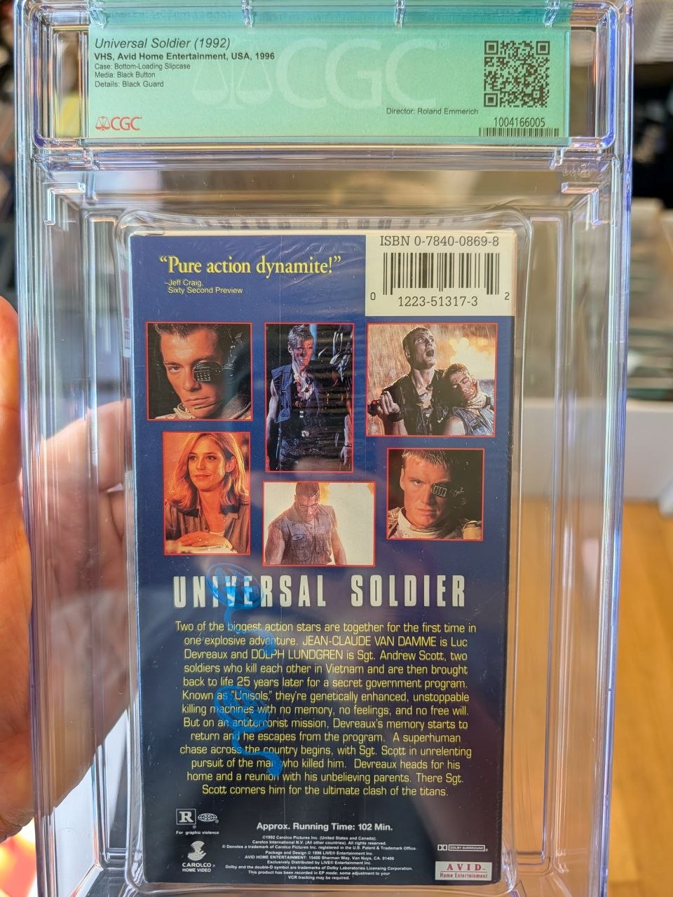 Sealed VHS 9.6 A+ Signed Auto Universal Soldier Avid CGC Graded