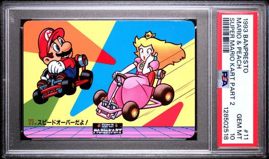 PSA 10 Pop 1 Peach #11 Mario Super Mario Kart Part 2 Banpresto Carddass C18