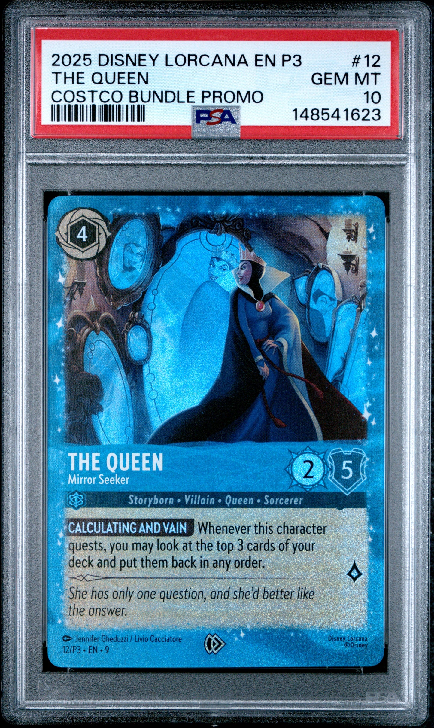 PSA 10 Queen Foil #12 Anime Disney Lorcana EN P3 Costco Promo C23