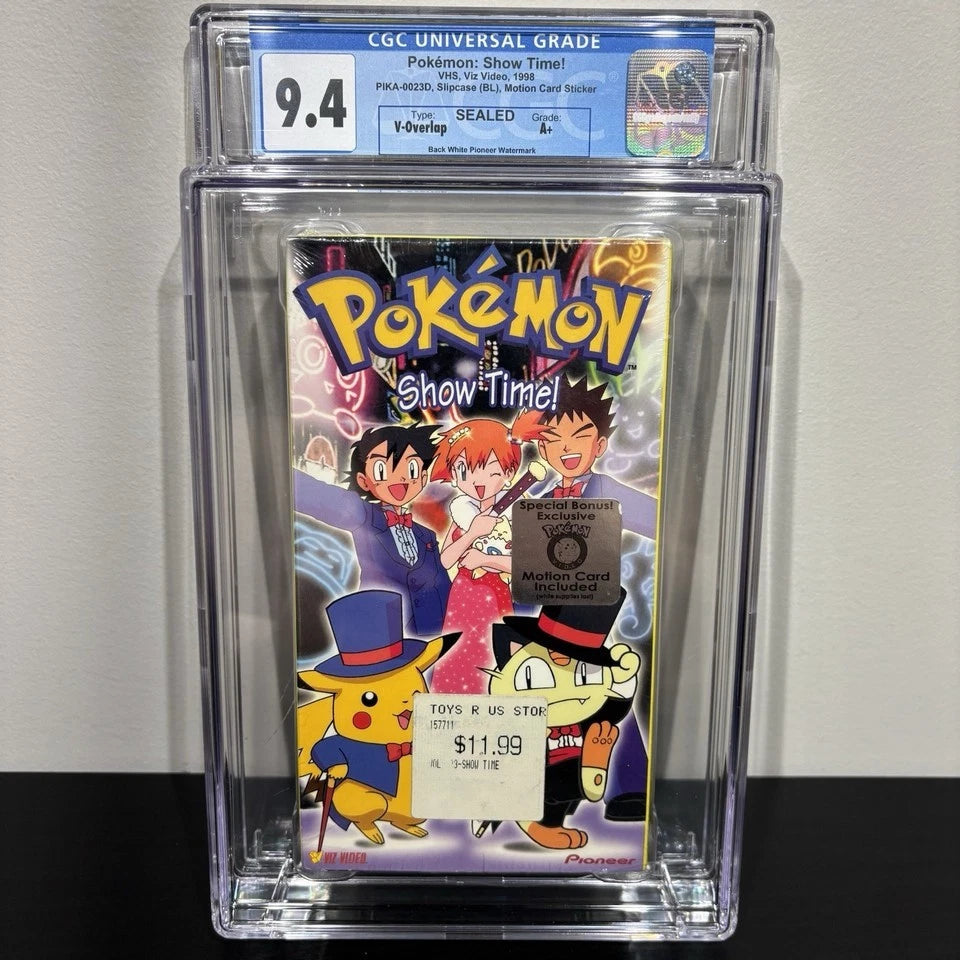 Pokémon Show Time Factory Sealed (VHS, 1998) Vol. 23 CGC 9.4 A+ Tape Motion Card