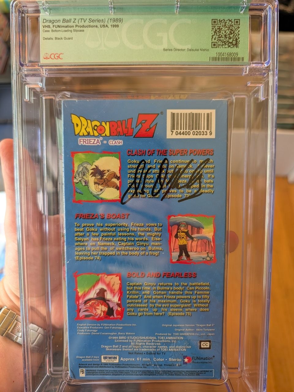 Sealed VHS 9.4 A+ Signed Auto Dragon Ball FUNimation Frieza: Clash CGC Graded