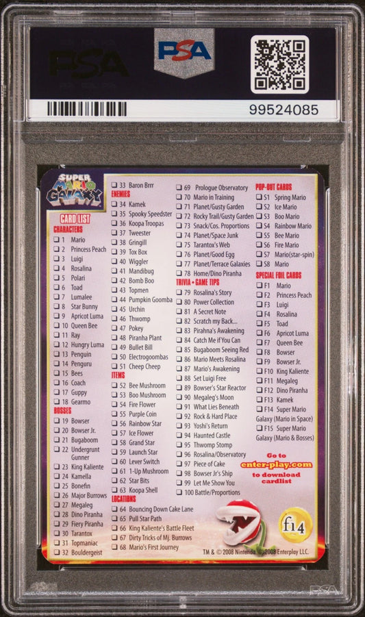 PSA 9 Pop 1, 1 Higher Super Mario Galaxy Checklilst Reverse Foil F14