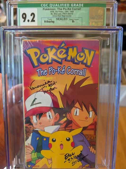 Sealed VHS 9.2 B+ Signed Auto Pokemon Pioneer Po-ke Corral! CGC Graded