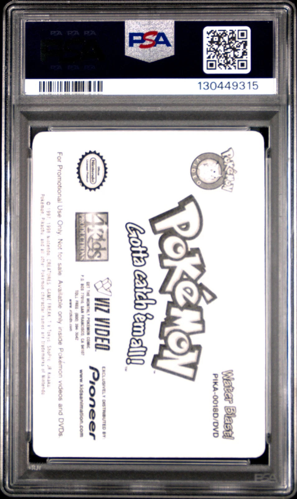 PSA 9 Water Blast Pikachu #18 Pokemon 1999 VIZ VHS Pioneer Lenticular C15