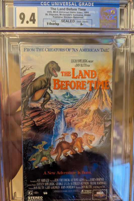 9.4 A+ 1994 Land Before Time VHS Tape Sealed Graded CGC Mcdonalds Promo Jurassic