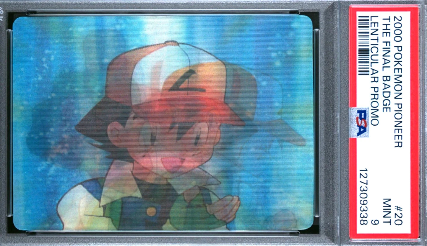 PSA 9 Pioneer Lenticular Promo Final Badge #20 Ash Pokemon VHS VIZ 2000