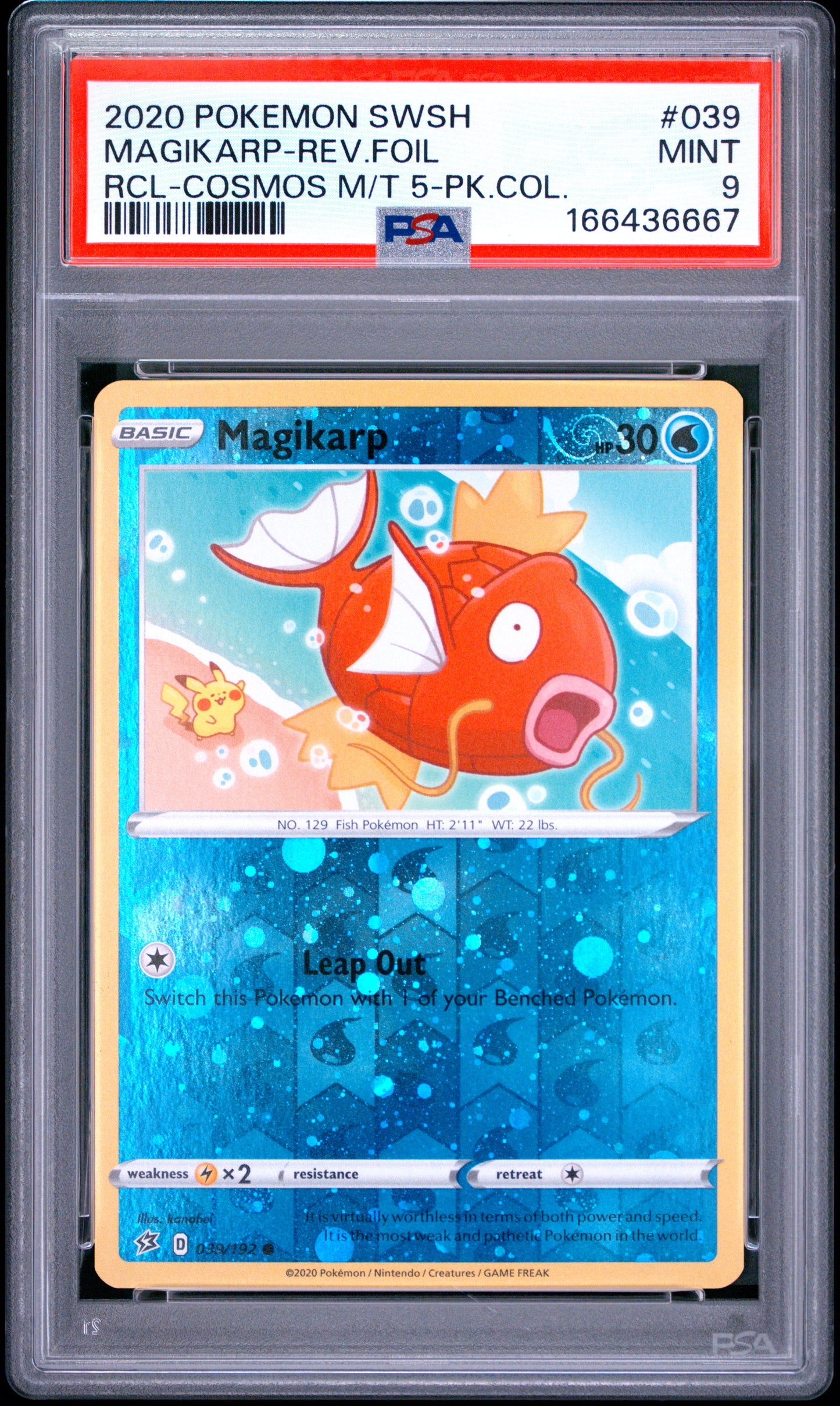 PSA 9 Magikarp Holo #039 Pokemon Carddass 2020 Cosmos 5 Tin Costco Promo C67