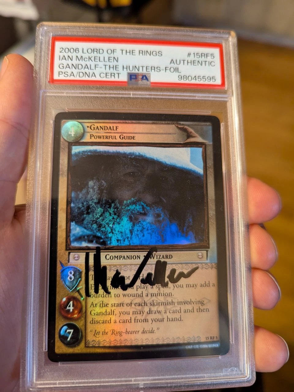Ian McKellen Gandalf 15RF5 FOIL SIGNED PSA Autograph Lord of the Rings TCG LOTR