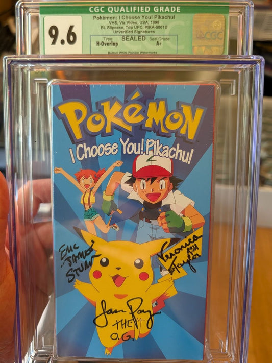 Sealed VHS 9.6 A+ Signed Auto Pokemon Pioneer Pikachu I Choose You! CGC Graded