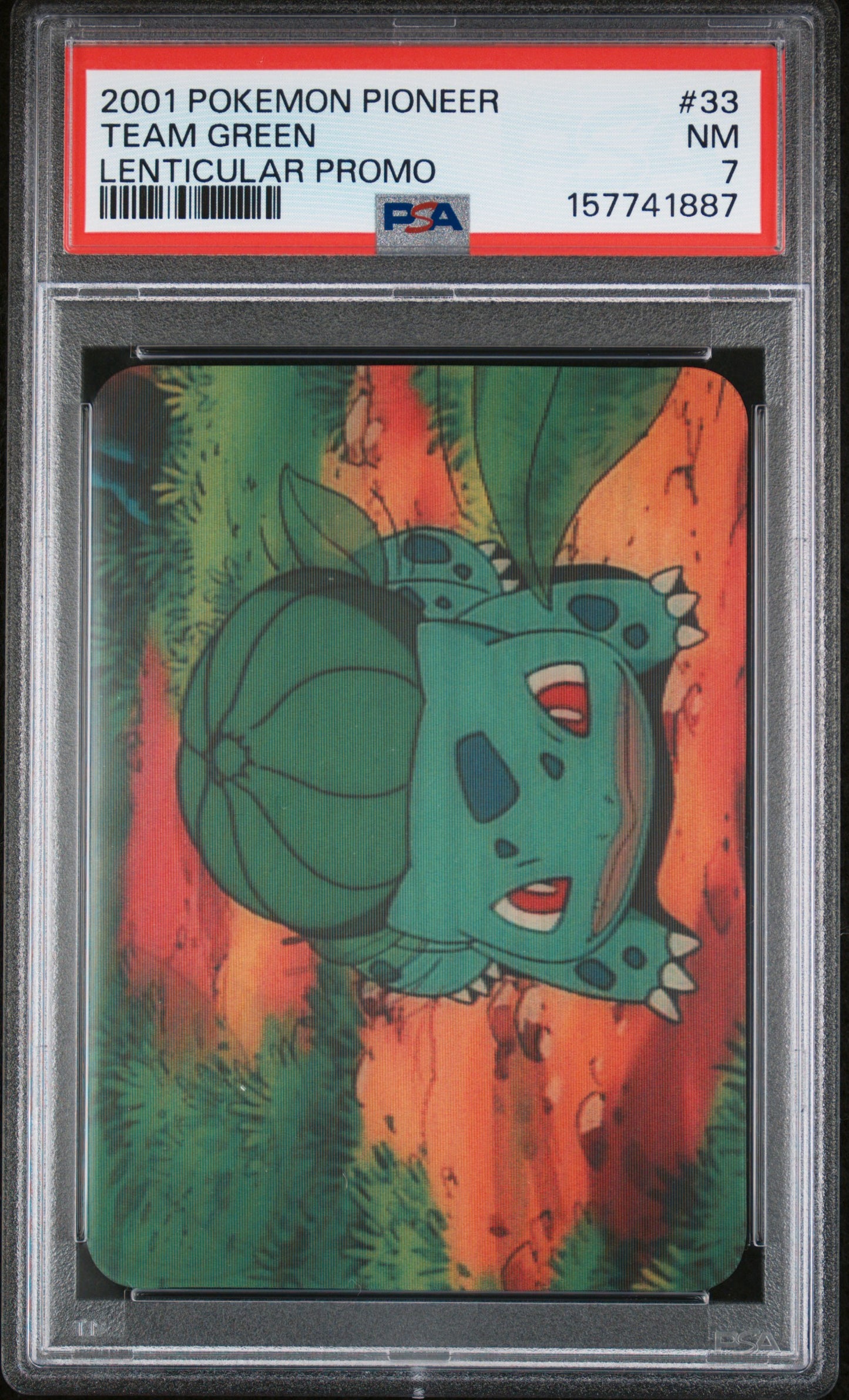 PSA 7 Bulbasaur Lenticular #33 Pokemon Pioneer 2001 VIZ VHS Team Green C87