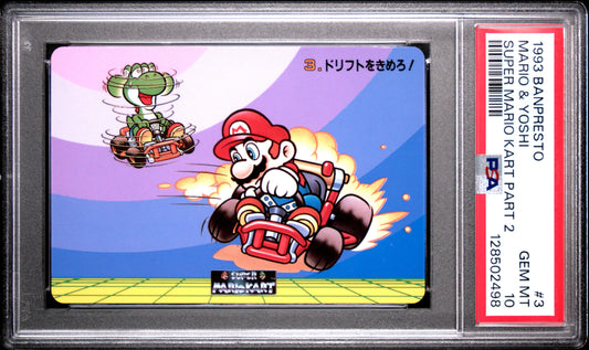 PSA 10 Pop 1 Yoshi #3 Mario Super Mario Kart Part 2 Banpresto Carddass C98