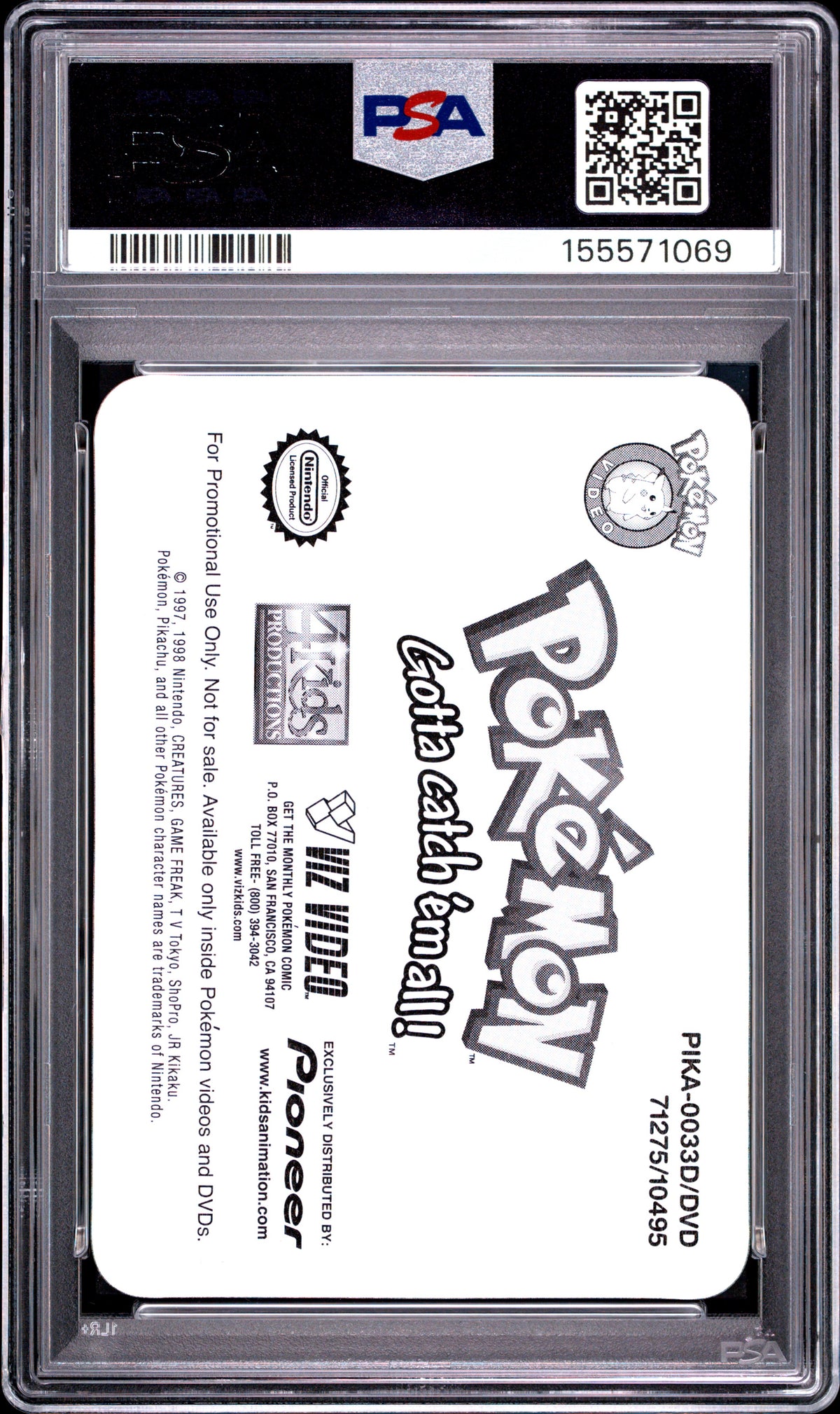PSA 10 Bulbasaur Lenticular #33 Pokemon Pioneer 2001 VIZ VHS Team Green C69