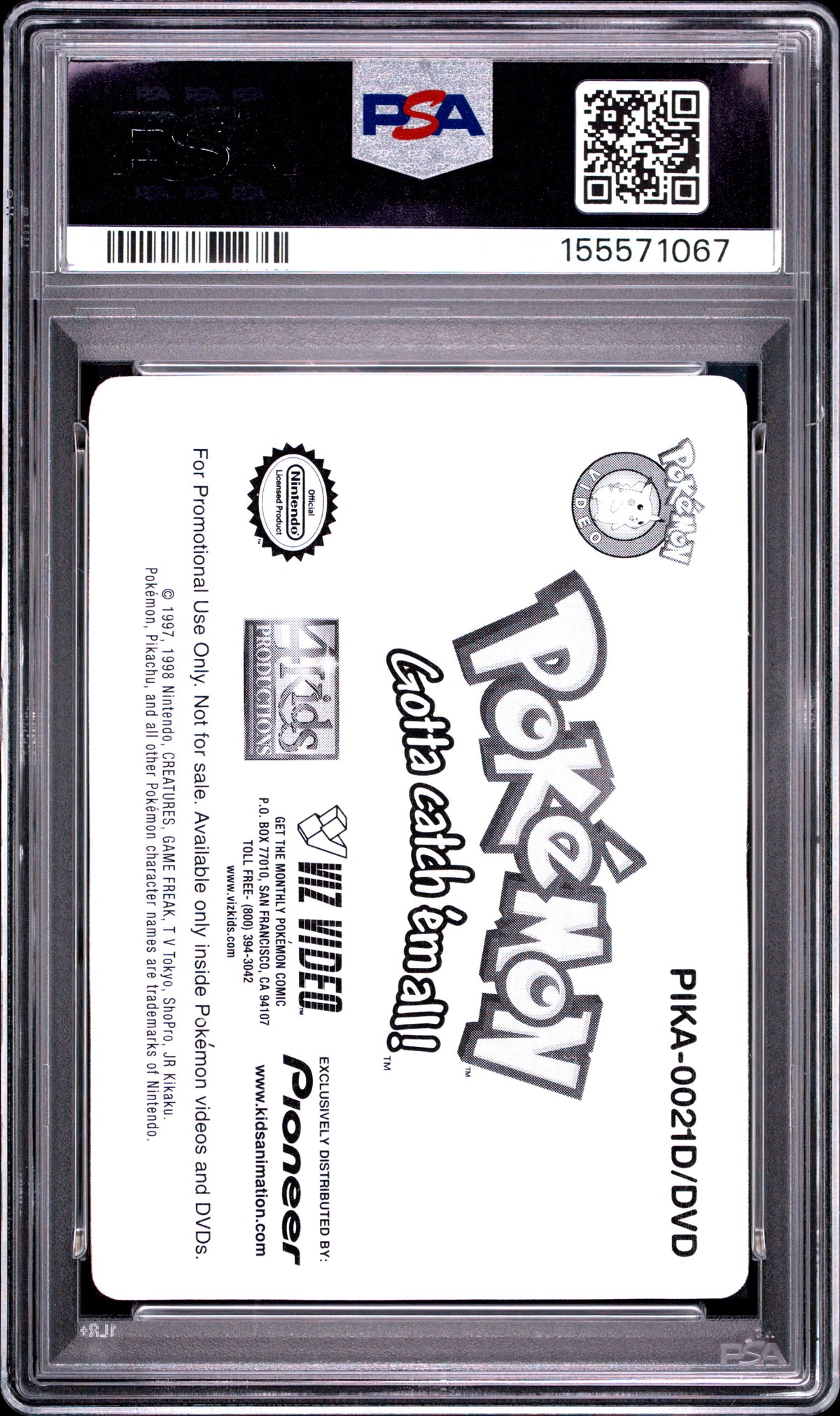 PSA 10 Togepi Lenticular #21 Pokemon Pioneer 2000 VIZ VHS Po-ke Corral C67