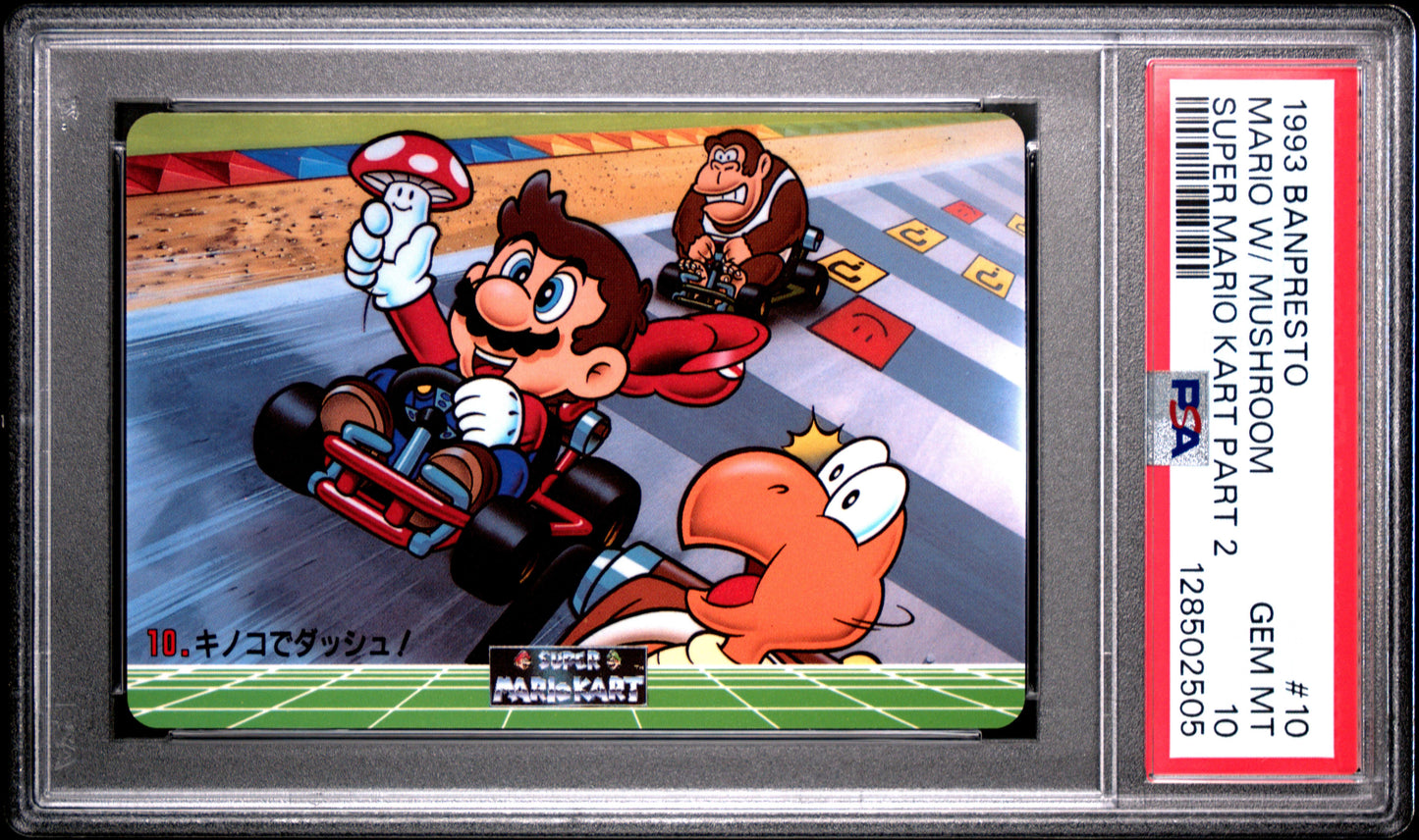 PSA 10 Pop 1 Mushroom #10 Mario Super Mario Kart Part 2 Banpresto Carddass C05