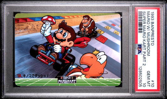 PSA 10 Pop 1 Mushroom #10 Mario Super Mario Kart Part 2 Banpresto Carddass C05