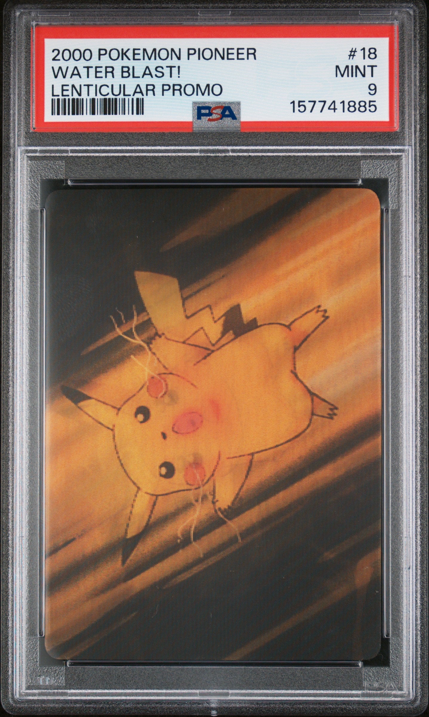 PSA 9 Pikachu Lenticular #18 Pokemon Pioneer 2000 VIZ VHS Water Blast C85
