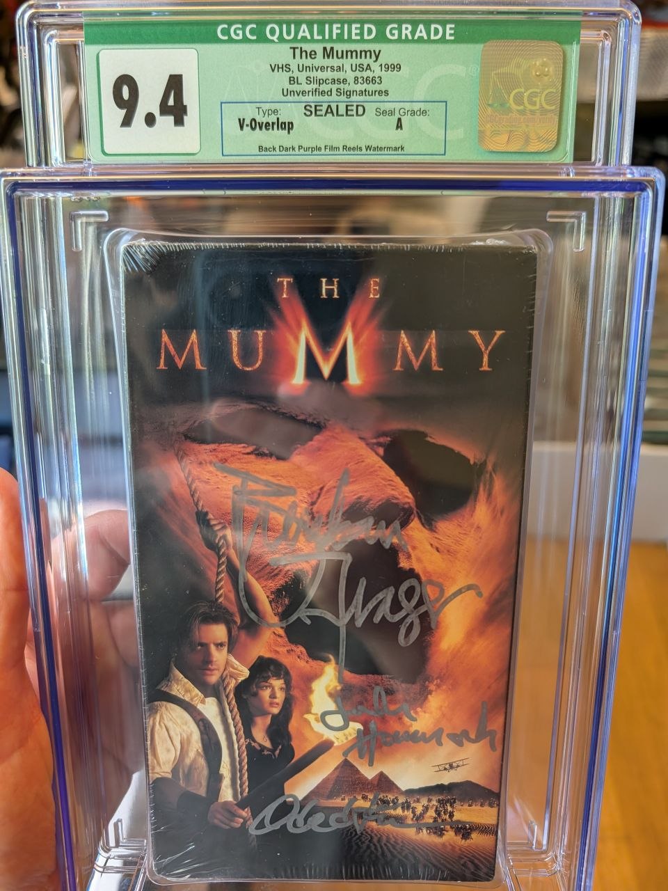 Sealed VHS 9.4 A Signed Auto The Mummy Brendan Fraser Universal CGC Graded